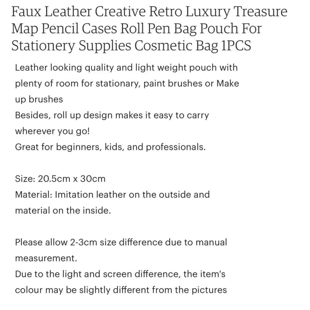 Creative Retro Luxury Treasure Map Pencil Case Roll